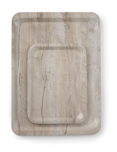 Plateau de service en mélamine avec imprimé bois