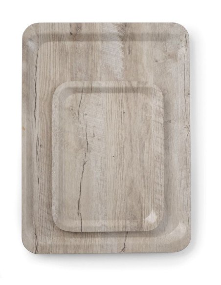 Plateau de service en mélamine avec imprimé bois