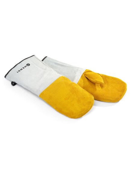 Heat resistant leather barbecue mitts, 2 pcs
