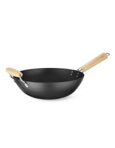Wok avec manche en bois