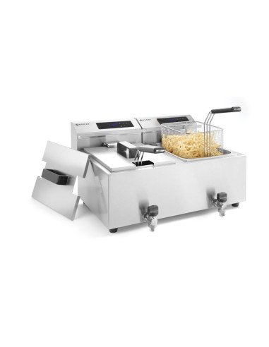 Digital twin deep fryer 2x 8 L drain tap HENDI 207376
