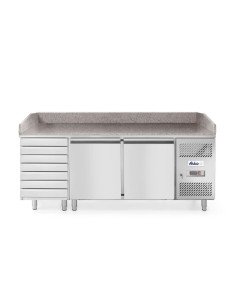 Saladette pizza 280 L 2 portes 7 tiroirs granit HENDI 232842