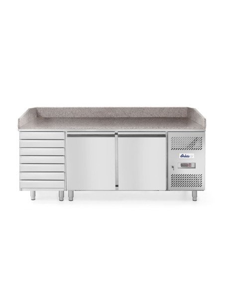 Saladette pizza 280 L 2 portes 7 tiroirs granit HENDI 232842