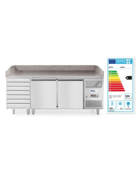 Saladette pizza 280 L 2 portes 7 tiroirs granit HENDI 232842