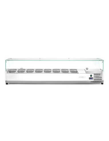 Opzetsaladette 8x GN 1/4 36 L glazen deksel HENDI 232927