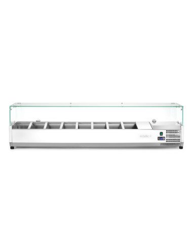 Opzetsaladette 8x GN 1/4 36 L glazen deksel HENDI 232927