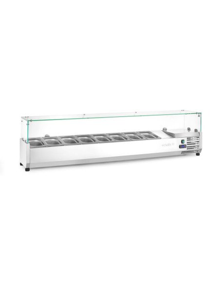 Opzetsaladette 8x GN 1/4 36 L glazen deksel HENDI 232927