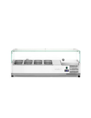 Opzetsaladette 4x GN 1/3 24 L glazen deksel HENDI 232965