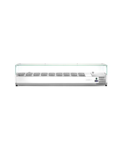 Opzetsaladette 9x GN 1/3 54 L glazen deksel HENDI 232996