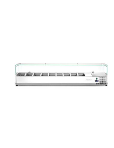 Opzetsaladette 9x GN 1/3 54 L glazen deksel HENDI 232996