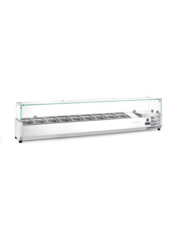 Opzetsaladette 9x GN 1/3 54 L glazen deksel HENDI 232996