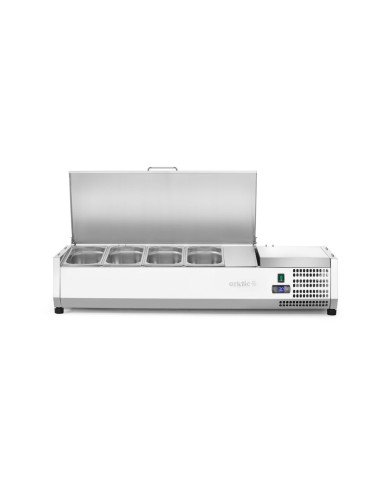 Opzetsaladette 4x GN 1/3 24 L inox deksel HENDI 233948