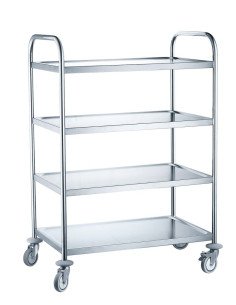 Chariot de service inox 4 étagères