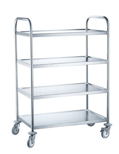 Chariot de service inox 4 étagères