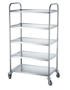 Chariot de service inox 5 étagères
