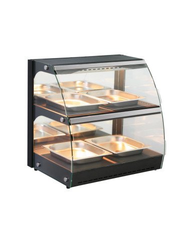 Vitrine chauffante de table quartz 2 niveaux
