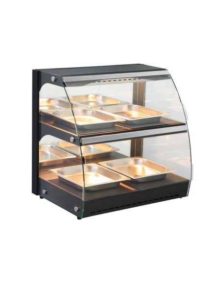 Vitrine chauffante de table quartz 2 niveaux