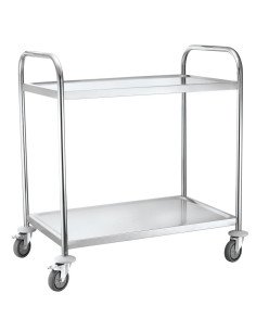 Chariot de service inox 2 étagères 2