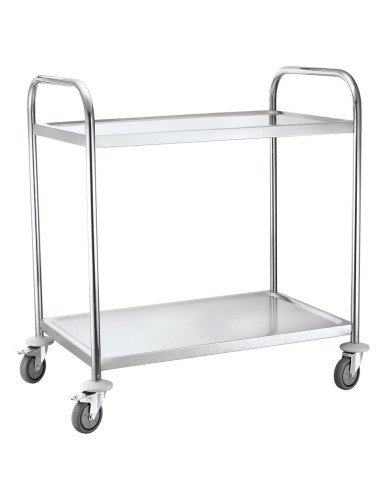 Chariot de service inox 2 étagères