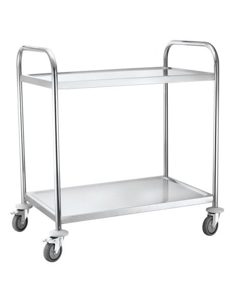 Chariot de service inox 2 étagères
