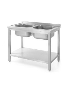 Table with 2 sinks and shelf bolted (depth 600)