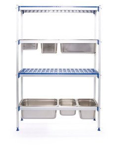 Rayonnage en aluminium pour bacs gastronormes GN 1/1