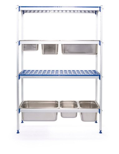 Rayonnage en aluminium pour bacs gastronormes GN 1/1