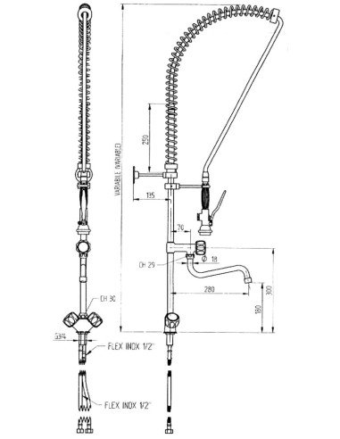Robinet avec douchette extractible HENDI 970515