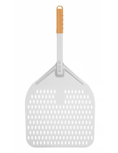 Vierkante geperforeerde pizzaschep korte steel S - 618073 - HENDI