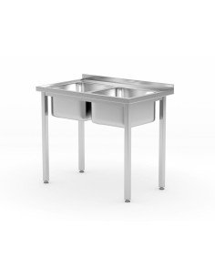 Table avec 2 éviers vissée (sans étagère)