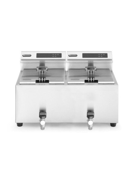 Digital twin deep fryer 2x 8 L drain tap HENDI 207376