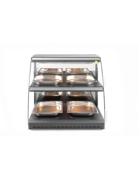 Vitrine chauffante de table quartz 2 niveaux